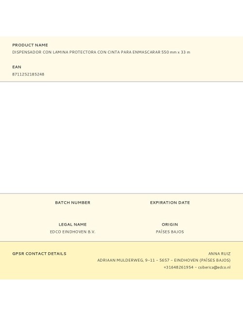 Dispensador con lamina protectora con cinta para enmascarar 550 mm x 33 m