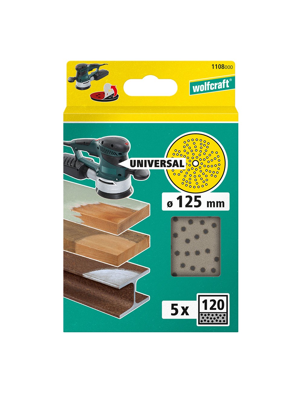 Disco de lijar multiorificio para lijadora excéntrica, ø125mm, grano 120