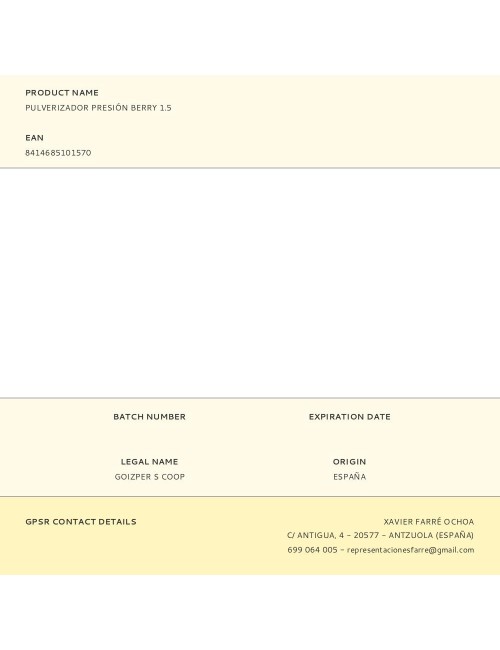 Pulverizador presión berry 1.5