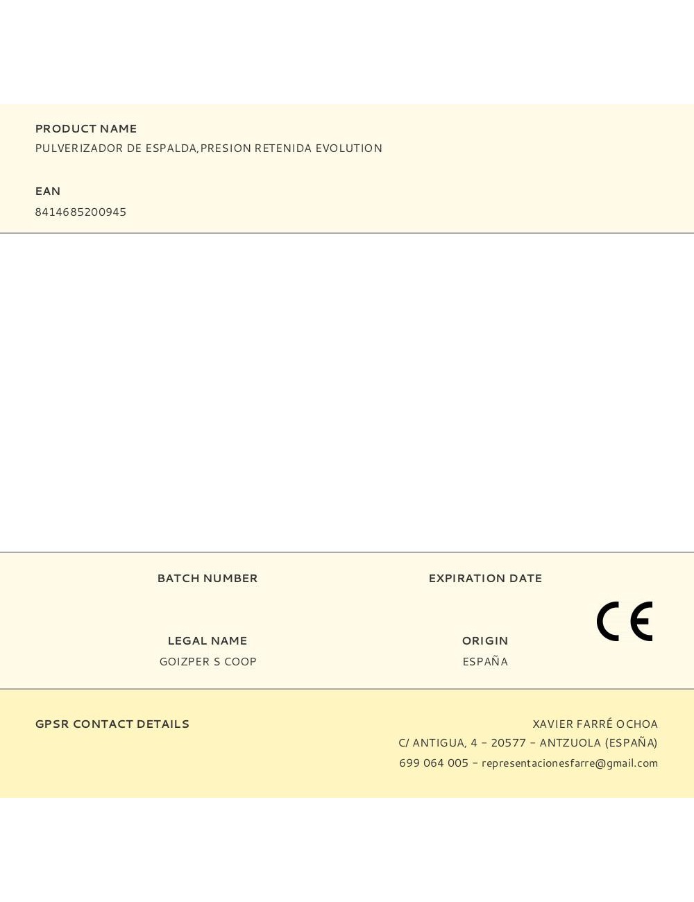 Pulverizador de espalda,presion retenida evolution