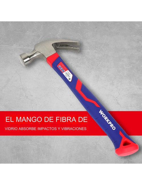 Martillo de carpintero con mango de fibra de vidrio, 450 g