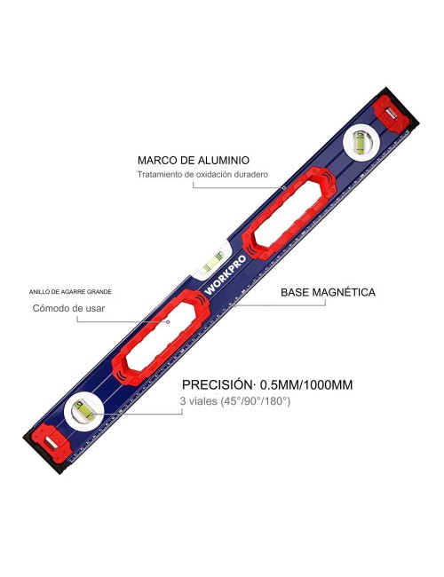 Nivel de burbuja con base mágnetica 60 cm