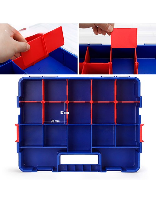 Organizador de compartimentos apilable con tapa 18 divisiones