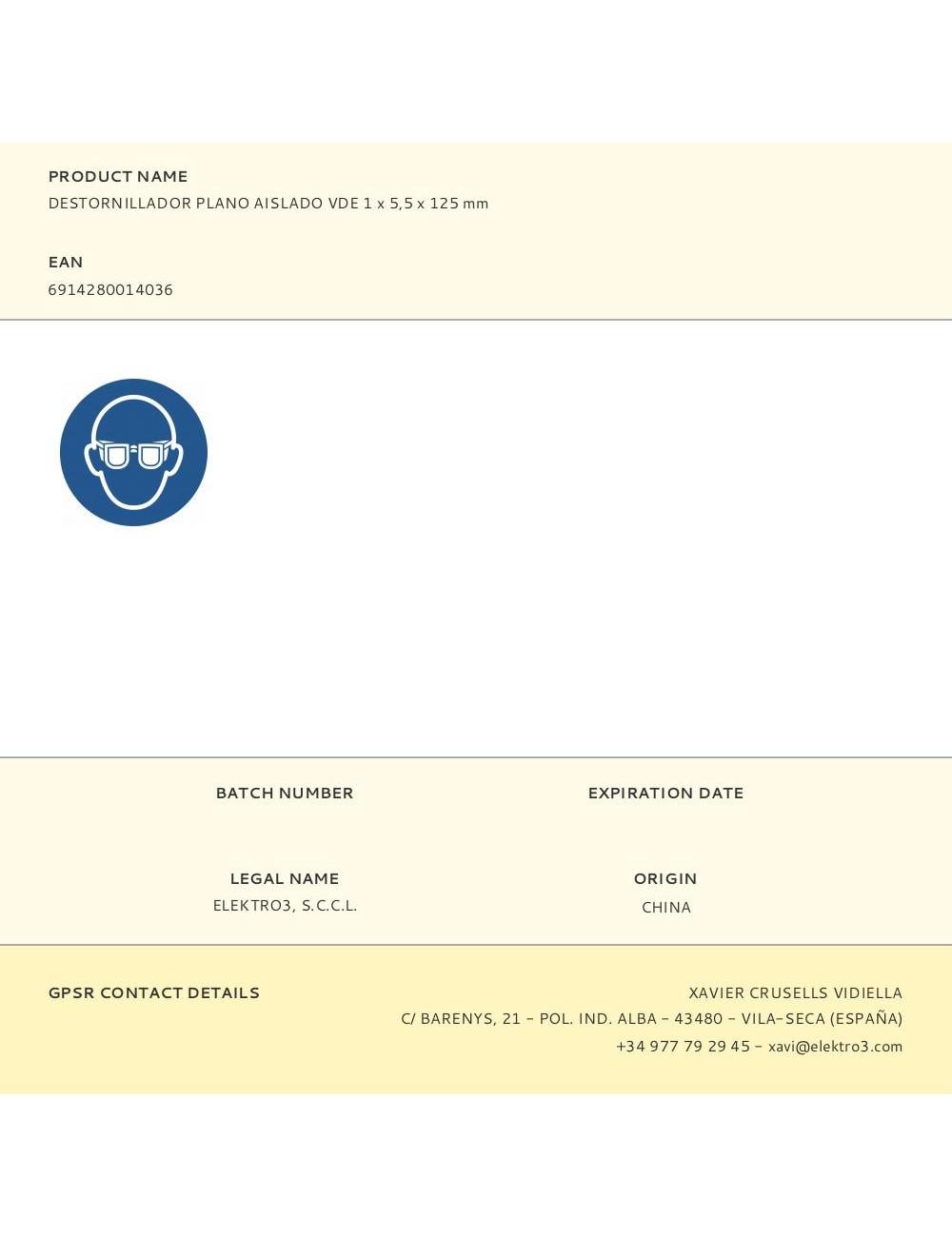 Destornillador plano aislado vde 1 x 5,5 x 125 mm