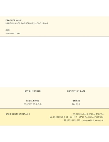 Manguera de riego hobby 25 m (3/4" 19 mm)