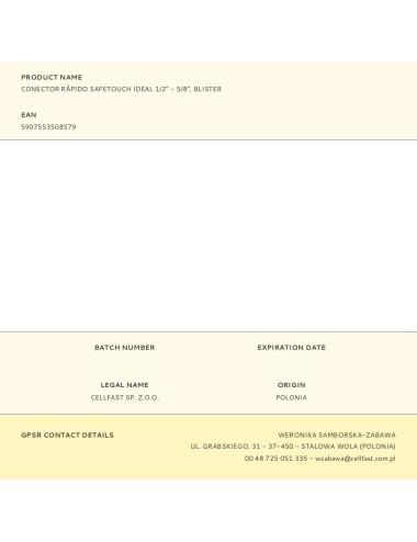 Conector rápido safetouch ideal 1/2" - 5/8", blister