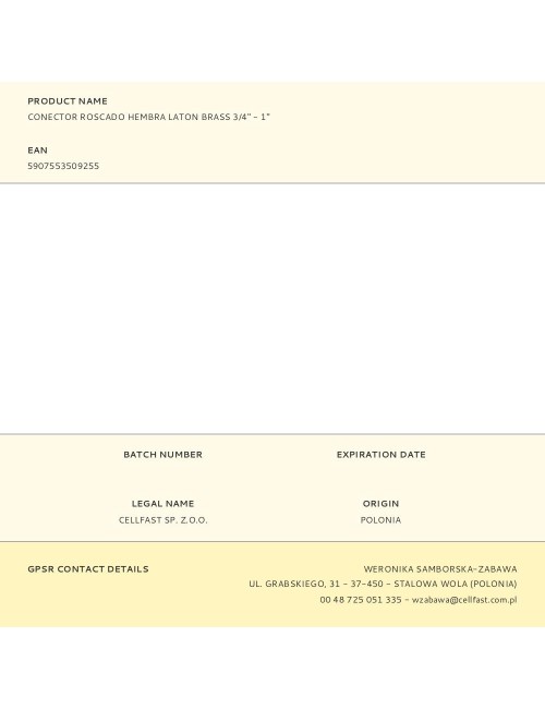 Conector roscado hembra laton brass 3/4" - 1"