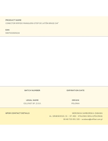 Conector rápido manguera stop de latón brass 3/4"