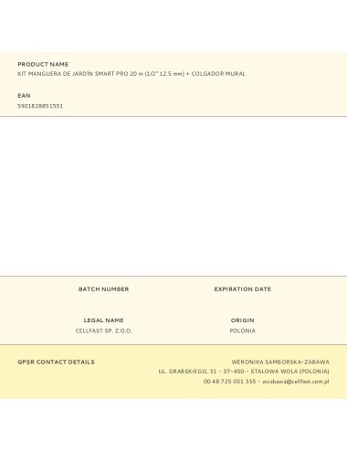 Kit manguera de jardín smart pro 20 m (1/2" 12.5 mm) + colgador mural