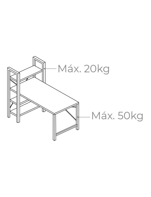 Escritorio de madera con estantería medidas: 121 x 120 x 64cm