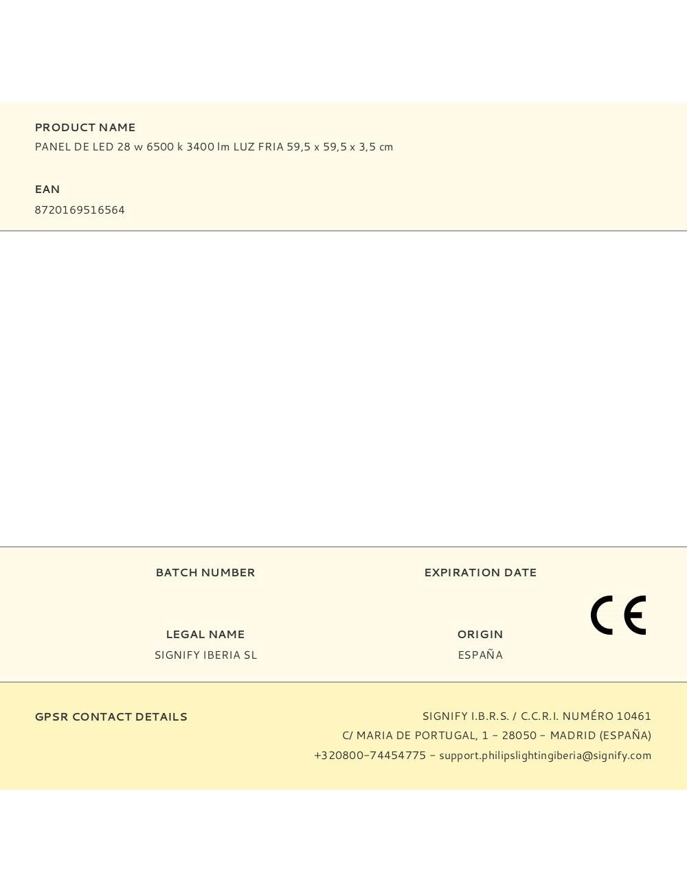 Panel de led 28 w 6500 k 3400 lm luz fria 59,5 x 59,5 x 3,5 cm