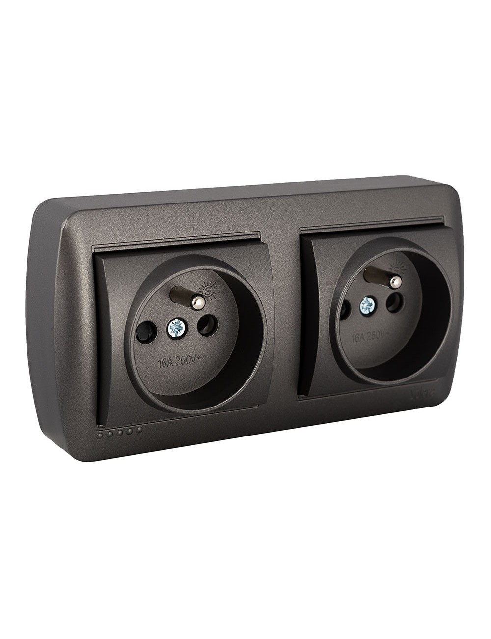 Base fija doble 2p+t (francés), 16a 250v~. de superficie. serie mural