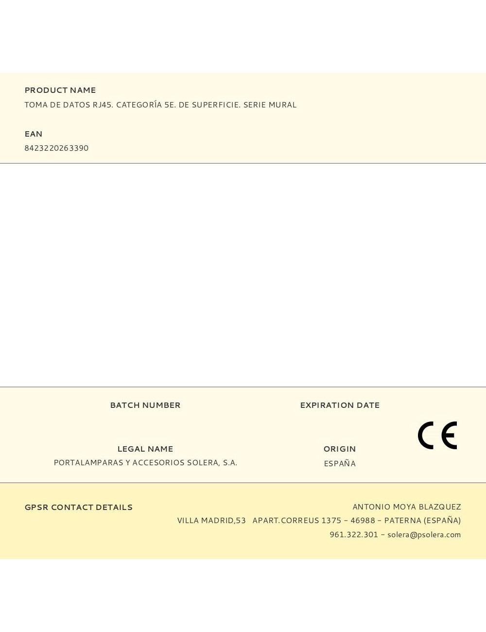 Toma de datos rj45. categoría 5e. de superficie. serie mural
