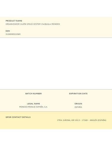 Organizador cajón space system 15 x 38 x 5 cm