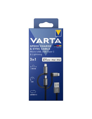 Cable 3 en 1 usb a - lighting - micro usb - tipo c