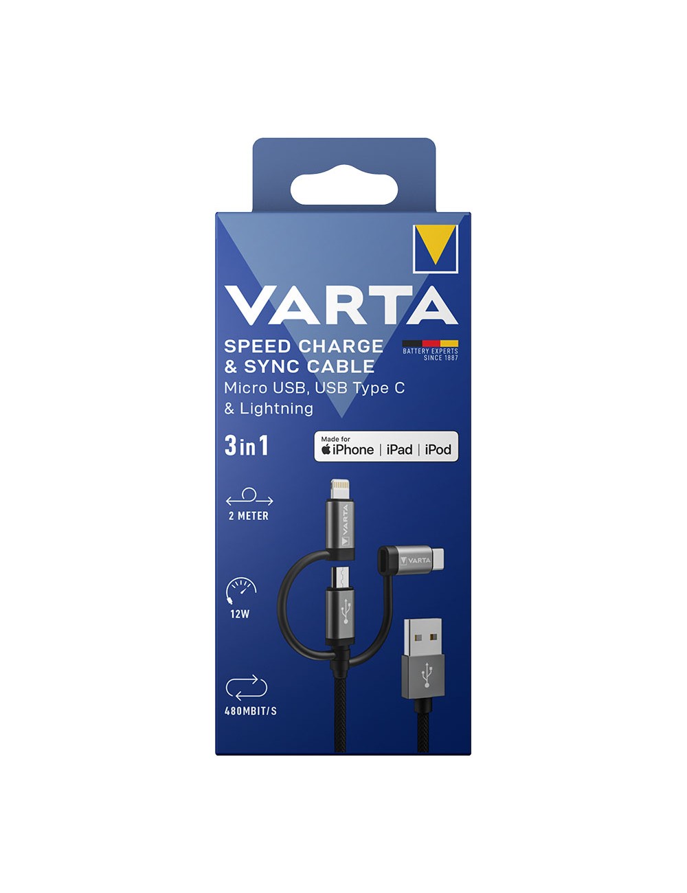 Cable 3 en 1 usb a - lighting - micro usb - tipo c