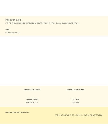 Kit de fijación para inodoro y bidé de suelo roca dama av0007600r roca