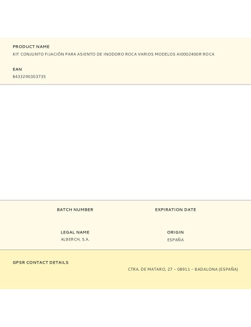 Kit conjunto fijación para asiento de inodoro roca varios modelos ai0002400r roca