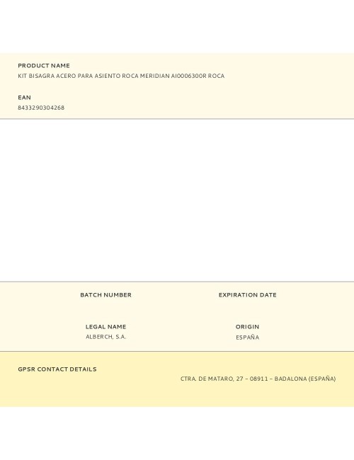 Kit bisagra acero para asiento roca meridian ai0006300r roca
