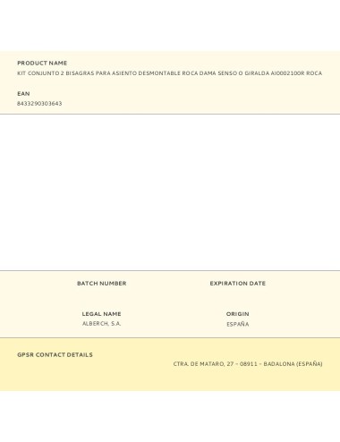 Kit conjunto 2 bisagras para asiento desmontable roca dama senso o giralda ai0002100r roca