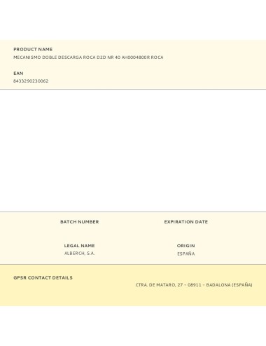 Mecanismo doble descarga roca d2d nr 40 ah0004800r roca