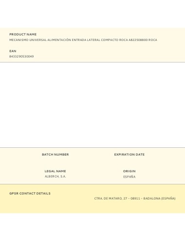 Mecanismo universal alimentación entrada lateral compacto roca a822508800 roca