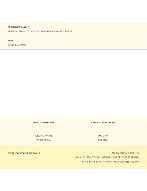 Herramienta de colocación xp20