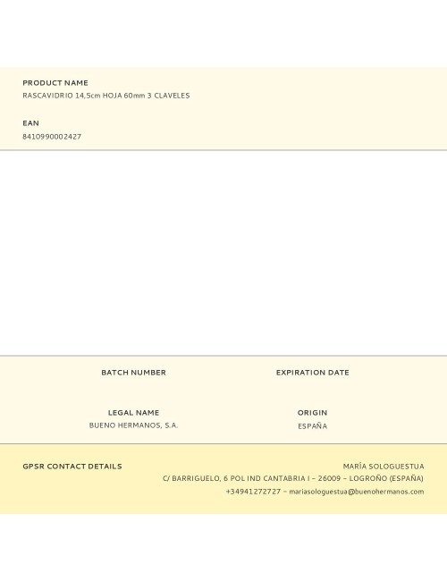 Rascador de vidrios 14,5 cm hoja 60 mm