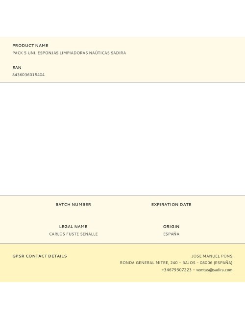 Pack 5 uni. esponjas limpiadoras naúticas sadira