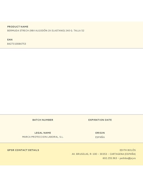 Bermuda strech (98% algodón 2% elastano) 240 g. talla 52