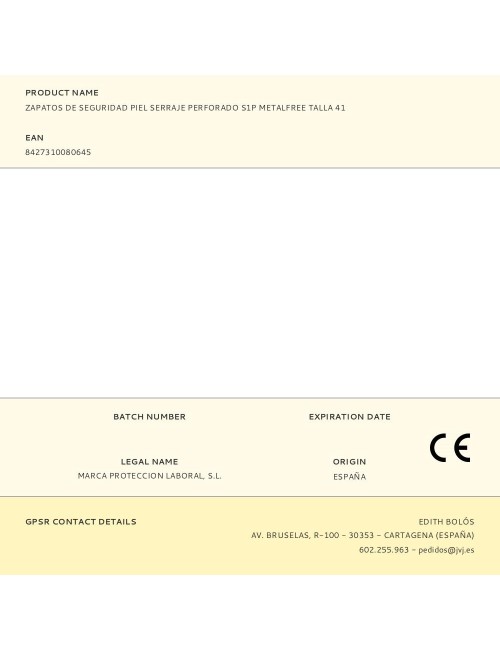 Zapatos de seguridad piel serraje perforado s1p metalfree talla 41