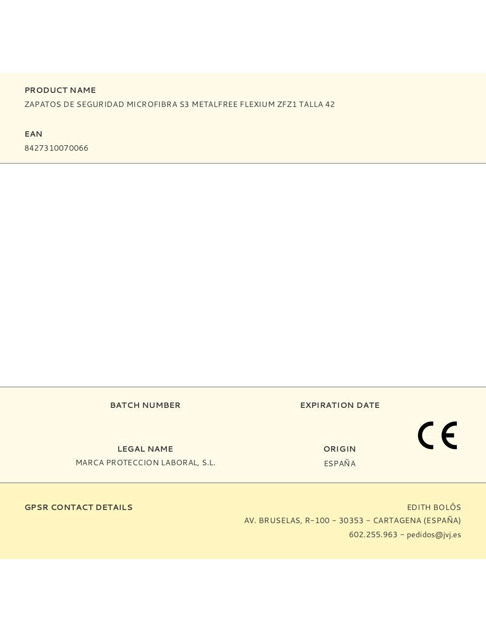 Zapatos de seguridad microfibra s3 metalfree flexium zfz1 talla 42