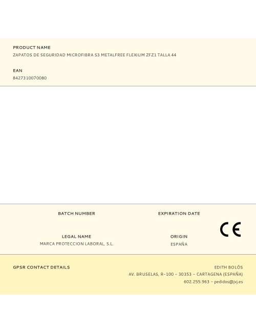 Zapatos de seguridad microfibra s3 metalfree flexium zfz1 talla 44