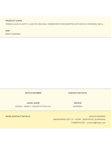 Tenaza llave alicate y llave en una sola herramienta recubiertos de plástico cromado 180 mm