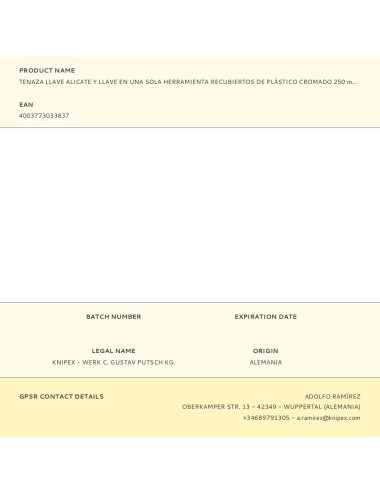 Tenaza llave alicate y llave en una sola herramienta recubiertos de plástico cromado 250 mm