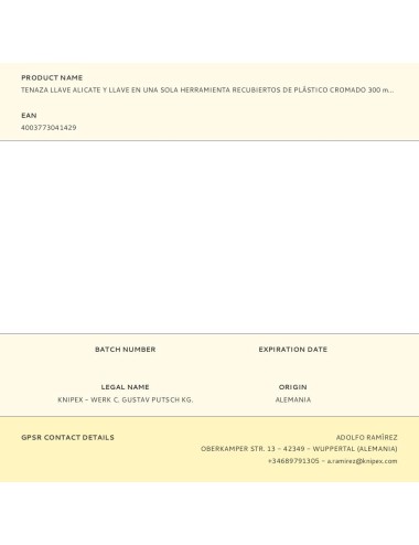 Tenaza llave alicate y llave en una sola herramienta recubiertos de plástico cromado 300 mm