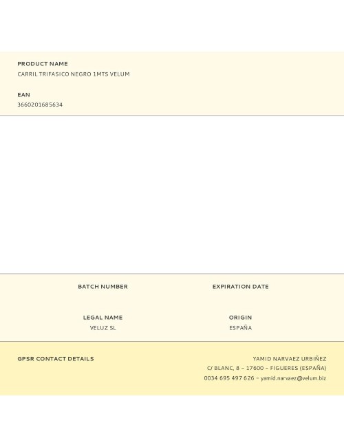 Carril trifasico negro 1mts velum