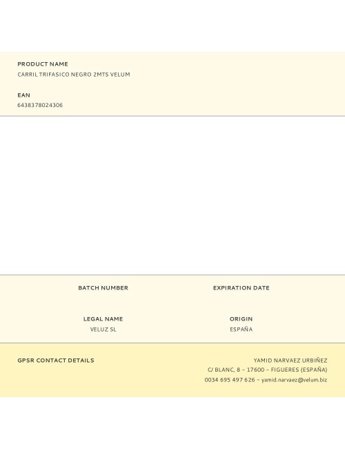 Carril trifasico negro 2mts velum