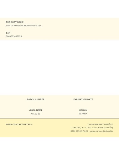 Clip de fijacion rt negro velum