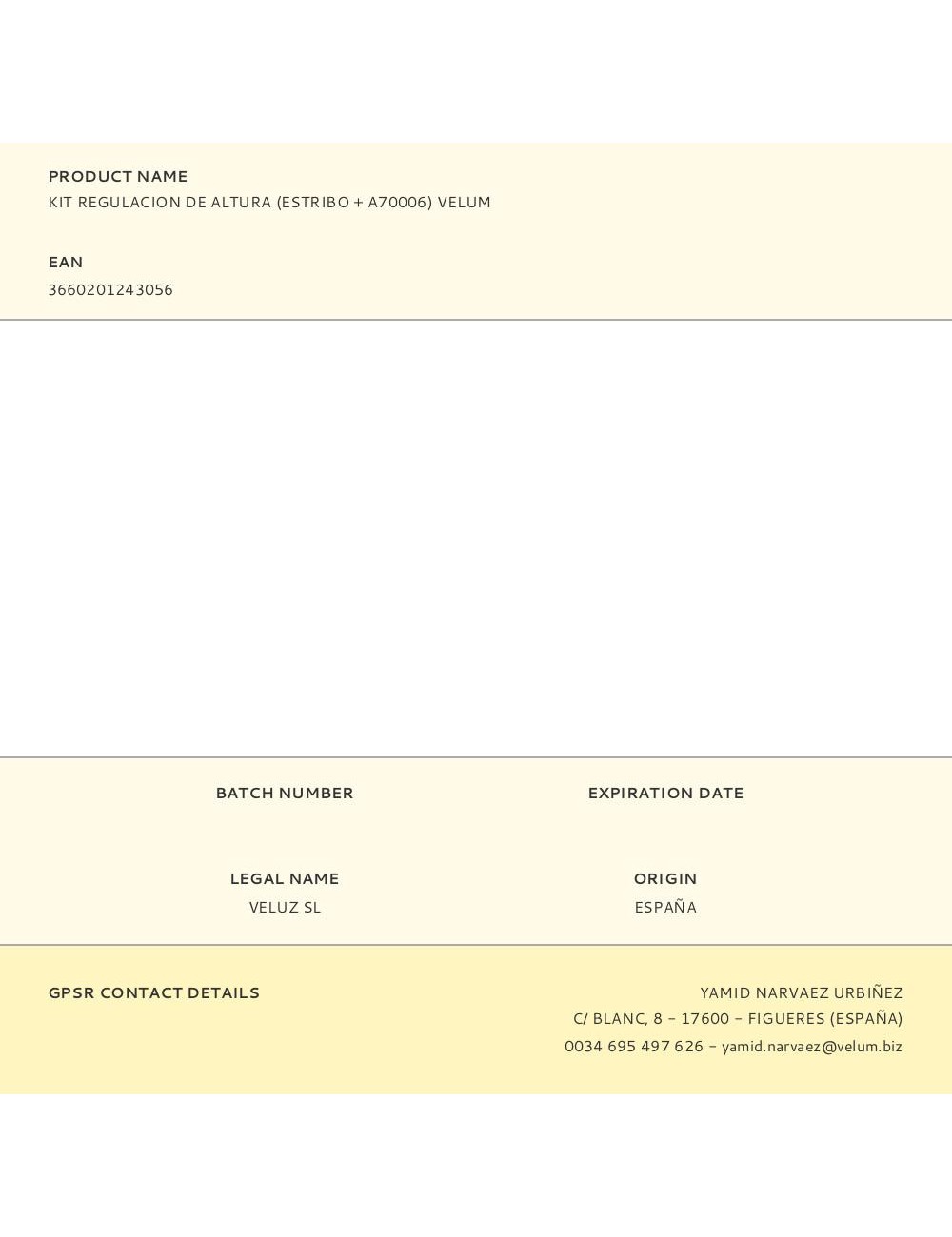 Kit regulacion de altura (estribo + a70006) velum