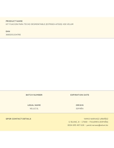 Kit fijacion para techo desmontable (estribo+a7020) h30 velum