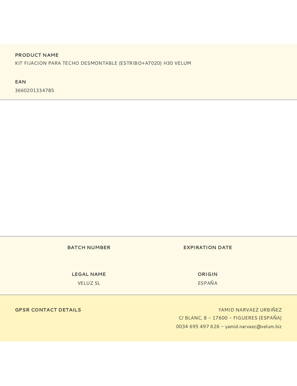 Kit fijacion para techo desmontable (estribo+a7020) h30 velum