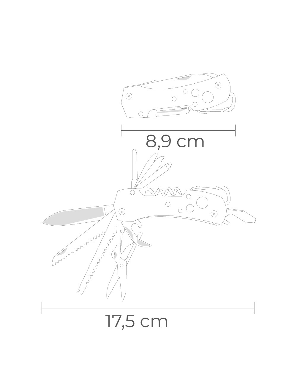 Multiherramienta con mosquetón modelo negro, serie kilimanjaro