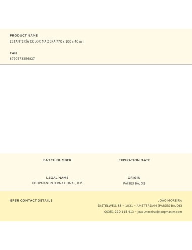 Estantería color madera 770 x 100 x 40 mm