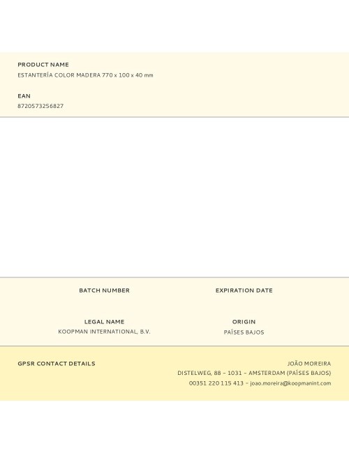 Estantería color madera 770 x 100 x 40 mm