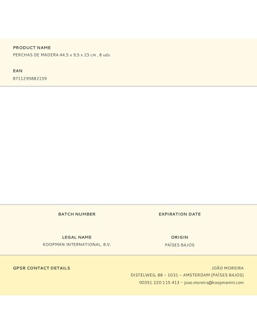 Perchas de madera 44,5 cm, 8 uds