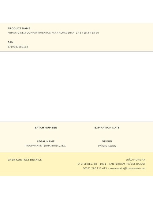 Armario de 3 compartimentos para almacenar 27,5 x 25,4 x 65 cm