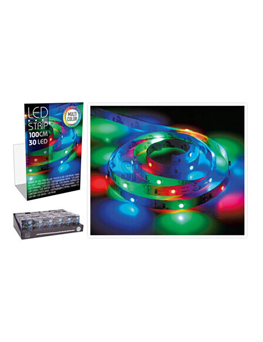 Tira de led 1m 30 leds a pilas multicolor