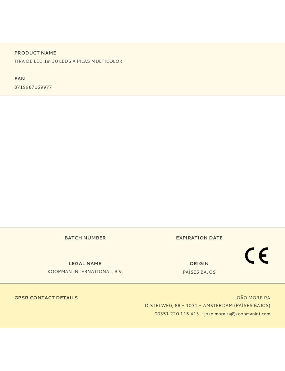 Tira de led 1m 30 leds a pilas multicolor