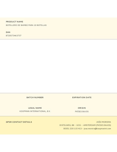 Botellero de bambú para 10 botellas